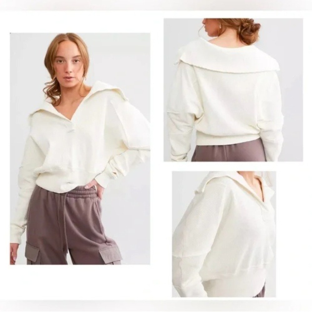 Free People We The Free Not So Ordinary Slouchy Ribbed Pullover‎ Polo Top XS